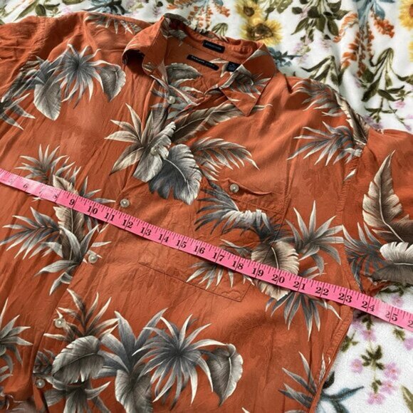 Van Heusen Hawaiian Shirt Mens XL Washable Rayon Orange Summer - Picture 3 of 5